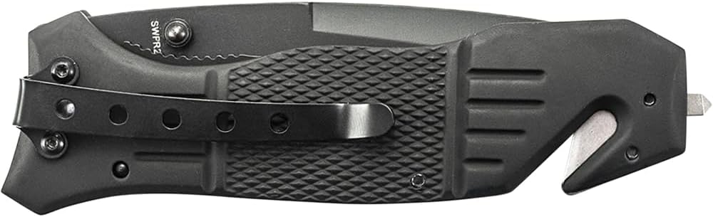 Smith & Wesson SWFR2S 8in High Carbon S.S. Folding Knife with 3.3in Tanto Point Serrated Blade and Aluminum Handle for Outdoor, Tactical, Survival and EDC