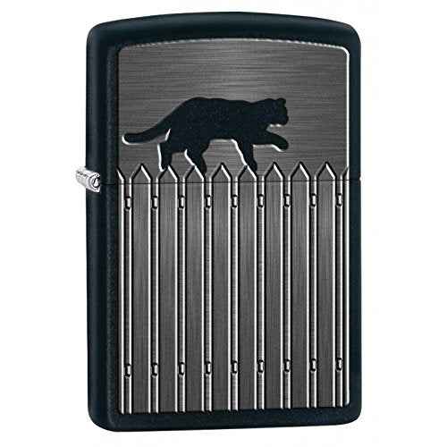 Zippo Lighter: Cat On A Picket Fence - Black Matte 78042