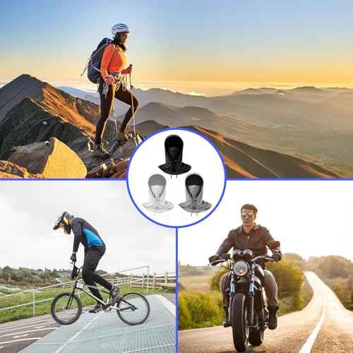 3 Pack Summer Balaclava UV Face Mask for Sun Protection, Breathable Full Head Mask Hood Face Cover for Men Women Motorcycle Cycling Fishing Running Multicolor