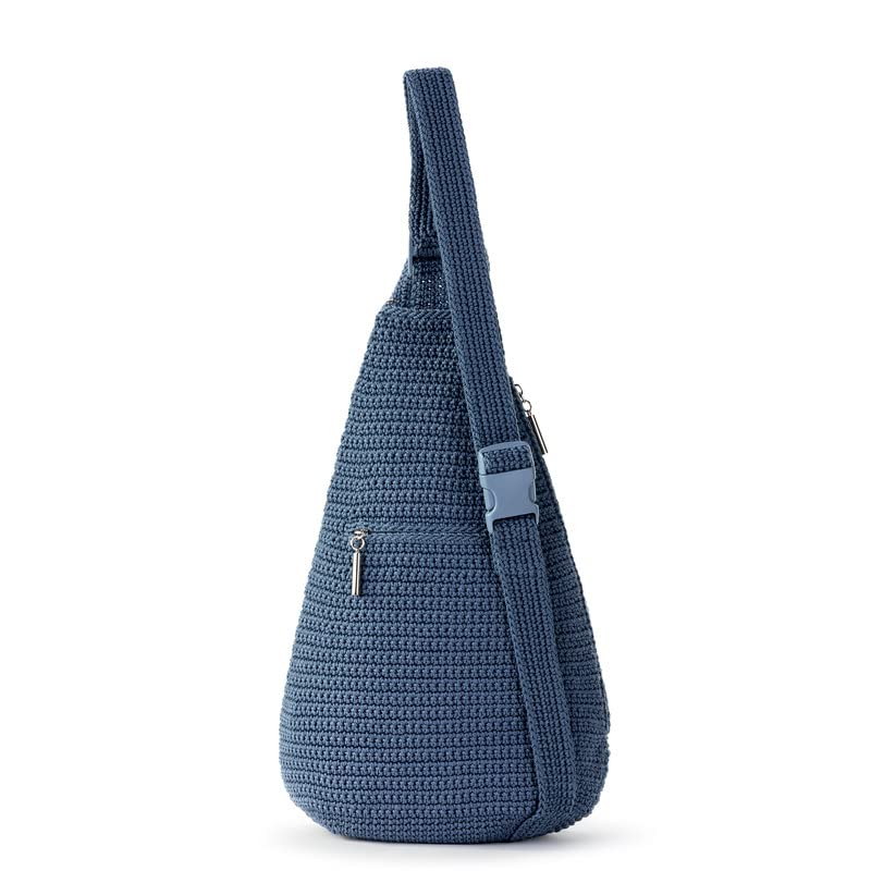 The Sak Geo Sling Backpack in Crochet, Single Sling Shoulder Strap, Maritime
