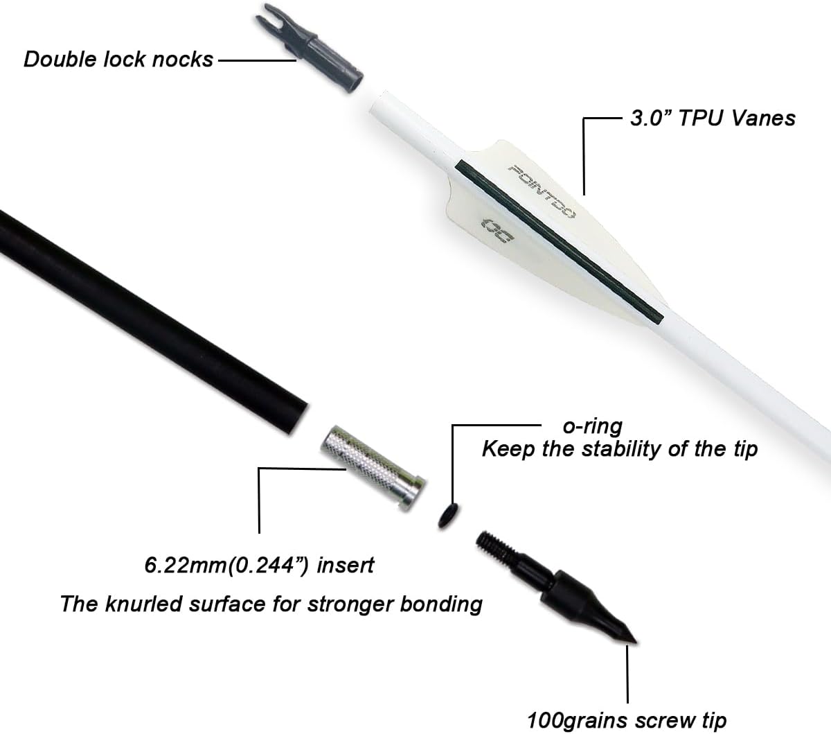 30inch Carbon Arrow Fluorescence Color Targeting and Practice and Hunting Arrows for Compound Bow and Recurve Bow with Removable Tips(Pack of 12)