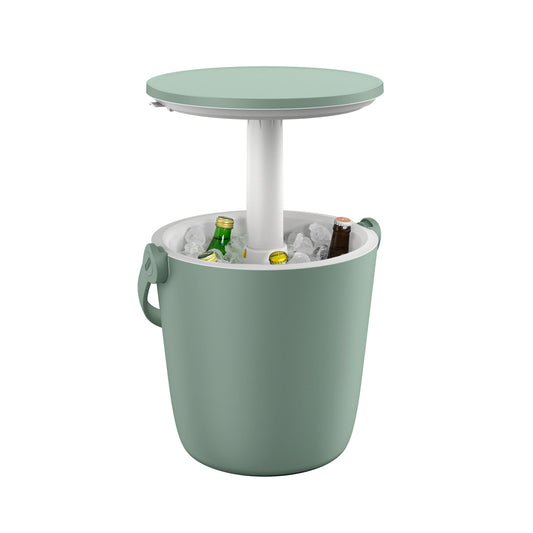 Keter Go Bar 4.2 Gallon Portable Beer and Wine Cooler with Handle and Pop Up Outdoor Table Perfect for Your Patio, Picnic, and Beach Accessories, Green