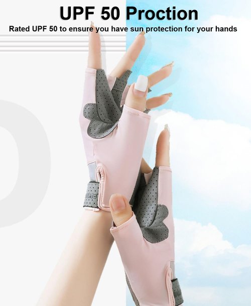 SUJAYU Fingerless Fishing Gloves for Women Men, Half Finger Sun Protection Sailing Gloves for Kayaking Paddling Rowing, Pickleball Gloves Women & Men (White, Medium)