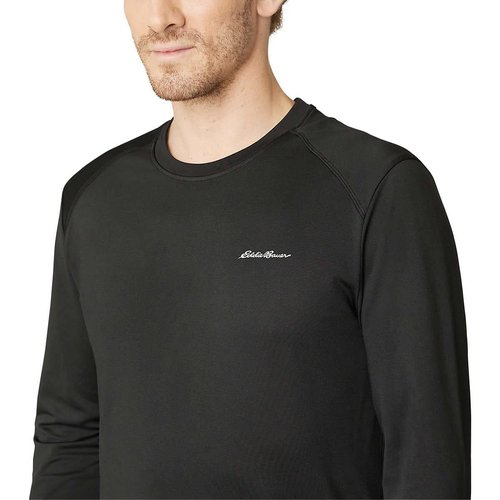 Eddie Bauer Men's Active Tee Crewneck Moisture Wicking Long Sleeve T-Shirt - Black Medium