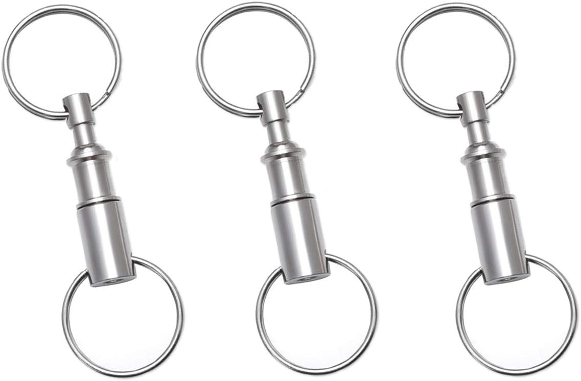 3 Pack Quick Release Detachable Pull Apart Key Rings Keychains,Double Spring Split Snap Seperate Chain Lock holder Convenient Accessory Gift (3Pack)