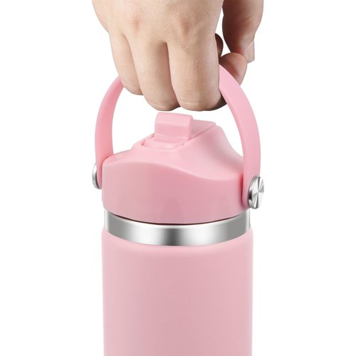 Straw Lid Compatible with 12 16 18 32 40 oz Wide Mouth Hydro Flask, Lids with Straw for Water Bottle Accessories, Replacement Straw Cap with Flex Handle for Hydroflask, Light Pink