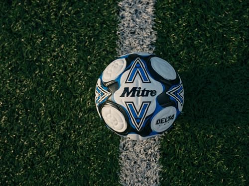 Mitre Soccer Ball - FIFA Quality Approved, Delta One White/Black/Blue - 5