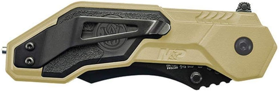 Smith & Wesson M&P SWMP1BSD 7.1in S.S. Assisted Folding Knife with 2.9in Serrated Clip Point Blade and Aluminum Handle for Tactical, Survival and EDC,Black