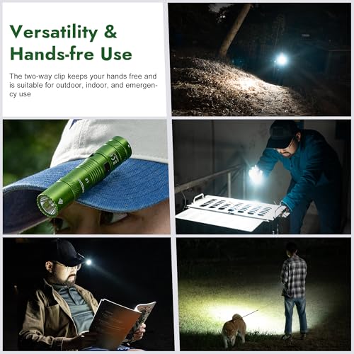 Rechargeable EDC Flashlight 1200 Lumens,AA Pocket Flashlight High Lumen with Clip, 4 Modes Super Bright Small Flashlight£¬IP6X Waterproof Handheld Flash Light for Home, Inspection,Emergency (Turquoise)