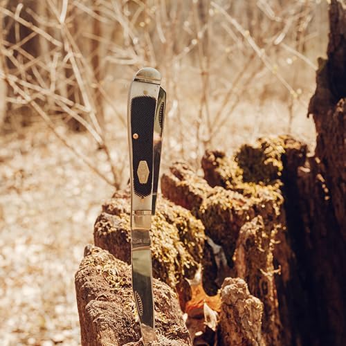 Old Timer 94OTB Genuine Bone Gunstock Trapper 6.9in S.S. Traditional Folding Knife with 3in Clip Point Blade and Bone Handle for Outdoor, Hunting, Camping and EDC