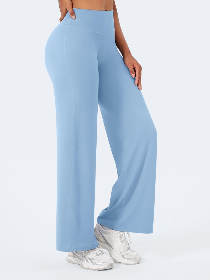 YEOREO Workout Leggings Womens No Front Seam Straight Leggings 29" High Waist Buttery Eddiy Gym Yoga Pants Airy Blue XL