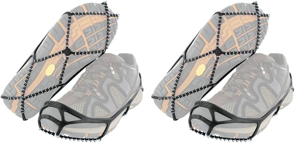 Yaktrax Walk Traction Cleats - 360-Degree Grip on Snow, Ice, & Multi-terrain Surfaces - Elastic Outer Band w/ Easy-On/Off Heel Tab & 1.2mm Zinc-coated Steel Coils - Abrasion & Rust Resistant - Unisex