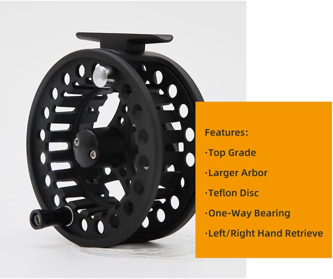 (1/2WT 3/4WT 5/6WT 7/8WT) Fly Reel with Line Combo Aluminum Alloy Large Arbor Fly Fishing Reels Weight Forward Fly Line with Braided Backing Taper Leader Pre-Tied
