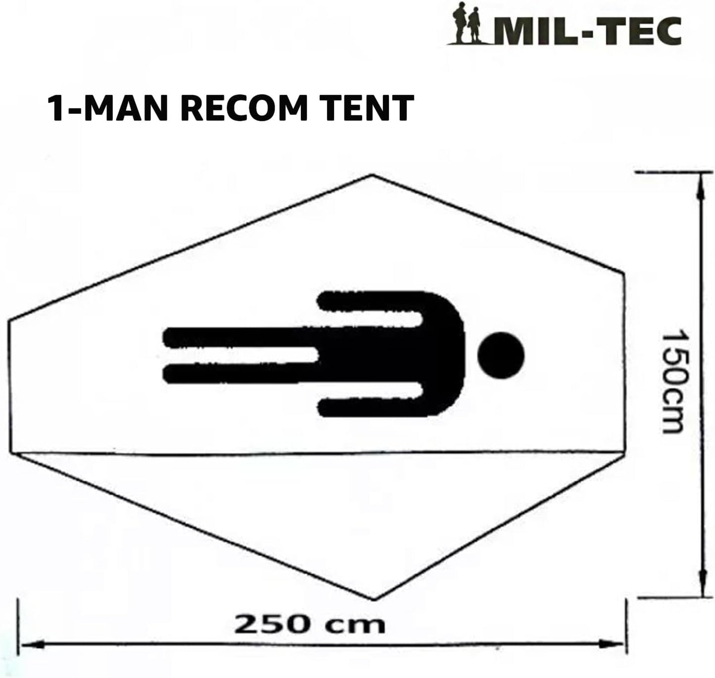 Mil-Tec Recom 1-Person Compact Lightweight Durable Weatherproof Wind & Storm-Resistant Easy-to-Install Tactical Outdoor Hiking Camping Tent with Zipper Entrance & Mosquito Net