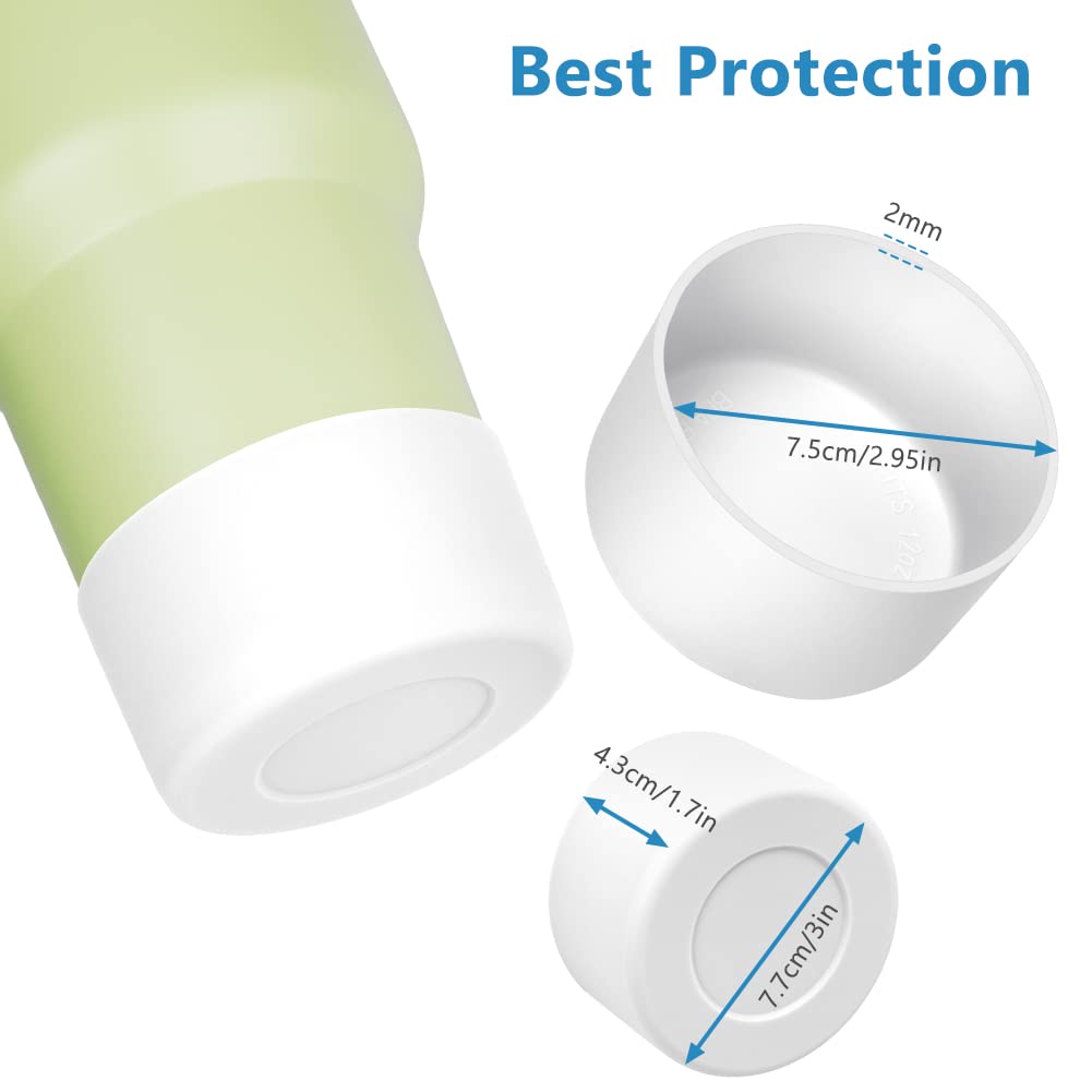 AUAUY 1 Pc Protective Silicone Boot for Stanley Quencher Adventure 40oz, Anti-Slip Bottom Silicone Sleeve Cover for Stanley IceFlow 20oz 30oz Sport Water Bottles, Stanley Cup Accessories, White