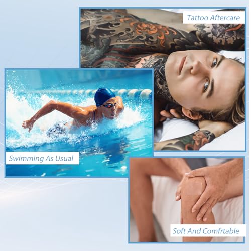 4Rolls 2'' x 5.47 Yard Tattoo Cover Up Tape Tattoo Aftercare Waterproof Bandage, Second Skin Tattoos Cover Patch Tattoos Healing Wrap, Protective Tattooing Wrap for Wound Dressing, Swimming, Shower