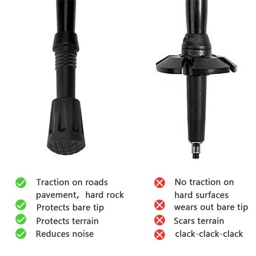 4Pcs Rubber Trekking Pole Tips - All-Terrain Accessories for Nordic Walking Poles with 11mm/0.43" Inner Diameter. Compatible with Most Standard Trekking/Hiking/Walking Poles/Sticks