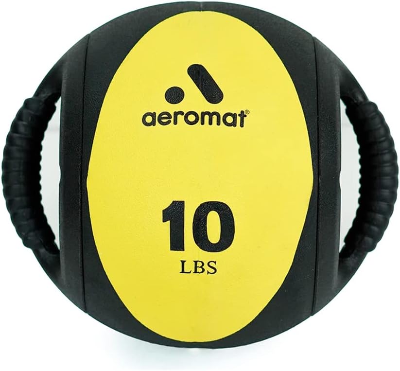 Aeromat Dual Grip Power Medicine Balls for Abdominal Training and Rotational Movements - 9" Diameter - Weights Color-Coded