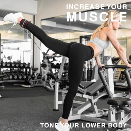 Red Pair Fitness Ankle Straps for Cable Machine - Neoprene Padded, Adjustable, Glute & Leg Workout Attachments