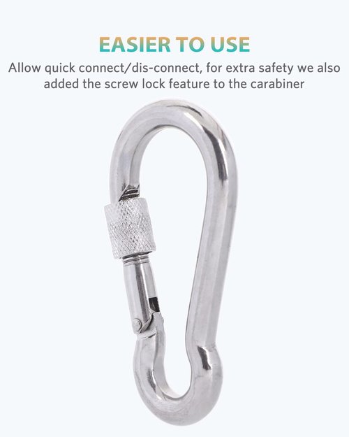 SEPWIK Carabiner Clips, 316 Stainless Steel Carabiner Clip, Heavy Duty Carabiner Hooks, Keychain Carabiners, Multi-Purpose Spring Snap Hook for Dog Leash, Outdoor Camping, Swing, Hammock