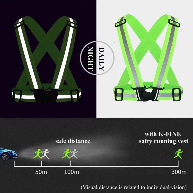 K-FINE Running Vest for Women and Men Reflective Vest Reflective Running Equipment Include Gear,Belt and 2 Armbands Reflector Runner Vest for Biking or Walking at Night