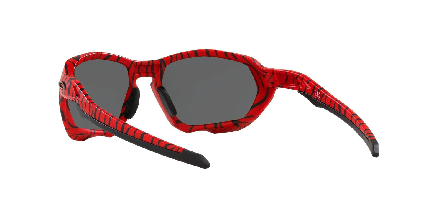 Oakley Men's OO9019A Plazma Low Bridge Fit Rectangular Sunglasses, Red Tiger/Prizm Black, 59 mm