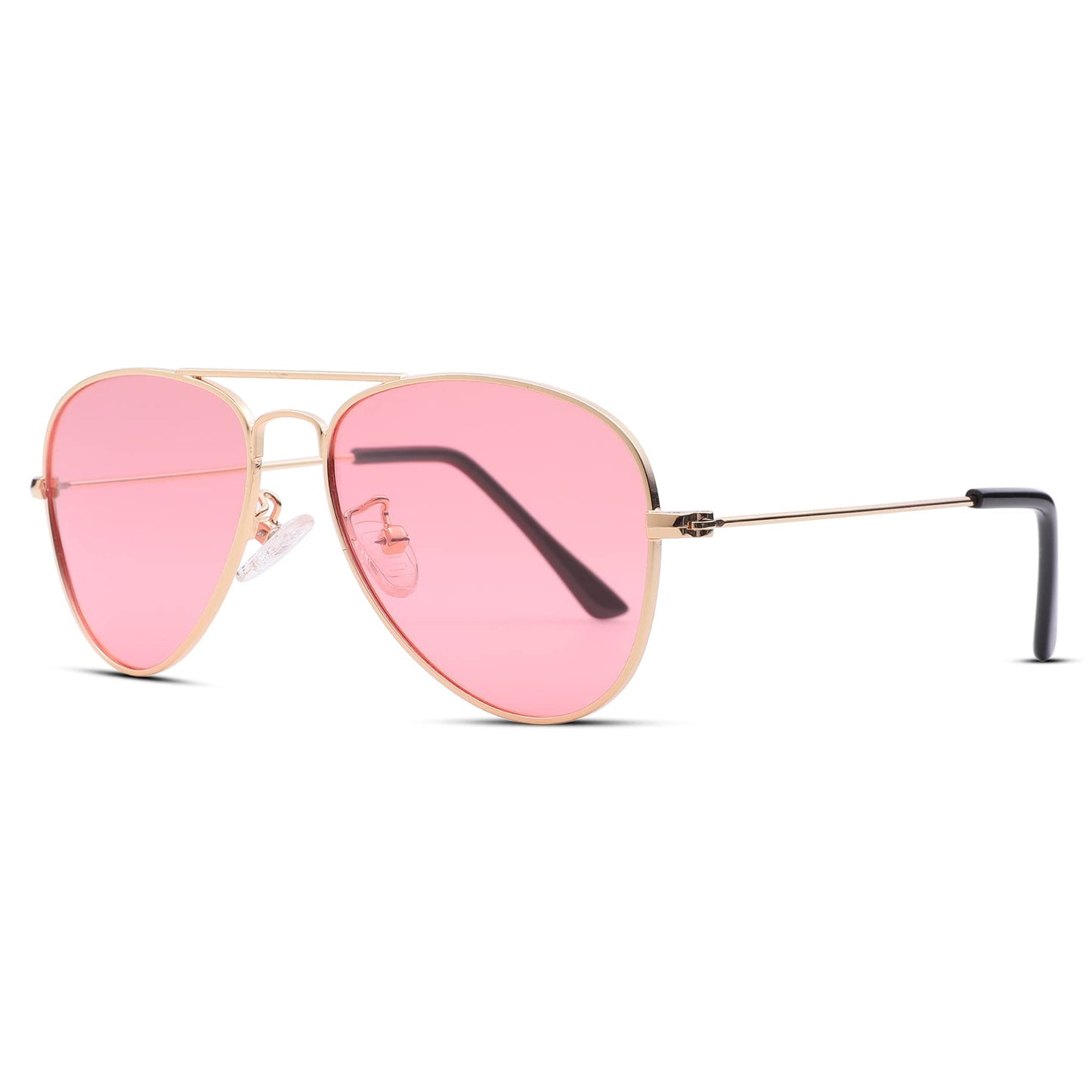 Pro Acme Polarized Kids Aviator Sunglasses, UV400 Protection Metal Frame Unbreakable for Toddlers Age 3-8(Gold Frame/Clear Pink Lens)