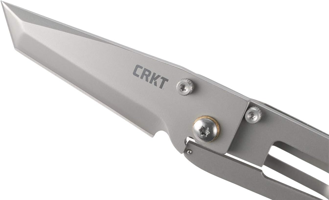 CRKT K.I.S.S. EDC Folding Pocket Knife: Compact Everyday Carry, Dual Grind Tanto, Frame Lock, Skeletonized Handle, Pocket Money Clip 5500, Gray - Plain Edge, One Size