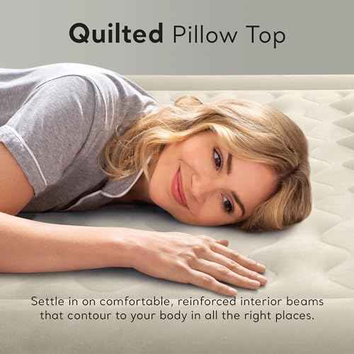 Intex Dura-Beam Deluxe Ultra Plush Air Mattress - Fiber-Tech ? Built-in Electric Pump ? 18in Bed Height ? 600lb Weight Capacity ? Queen Size