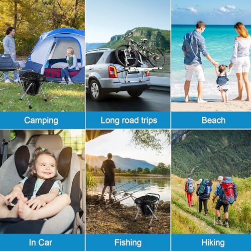 Black Portable Folding Toilet for Camping Travel Stainless Steel Lightweight
