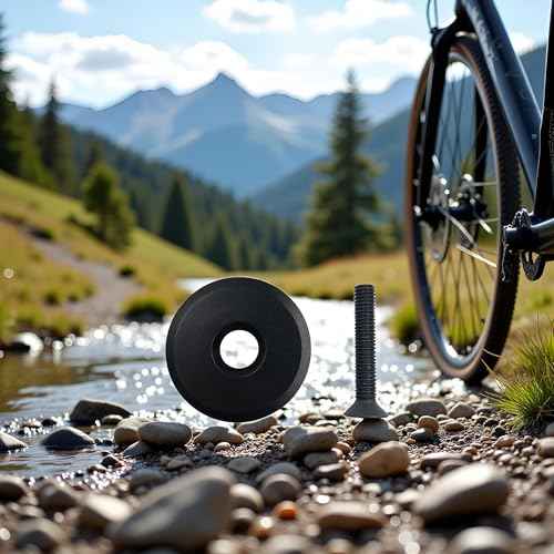 Black Bike Front Fork Stem Top Cap Bike Headset Cap and Screw Bike Top Tube Cap Riding Decoration for Road Bike Stems 28.6mm 1-1/8inch Handlebars, Headsets and Stems
