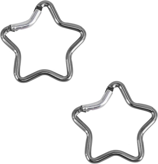 2Pcs Carabiner Clip Star Shaped Climbing Buckle, Camping Fishing Hiking Traveling Spring Loaded Carabiner, Gun Color Aluminum Alloy Heavy Duty Keyring, Keychain Carabiners Accessories