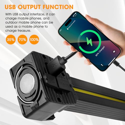 Magnetic Gym Lamp for Posing, Portable Magnet LED Flashlight with Hanging Hook, 7th Gear Dimming & 180 Degree Folding, Handheld USB Rechargeable Power Bank Camping Light