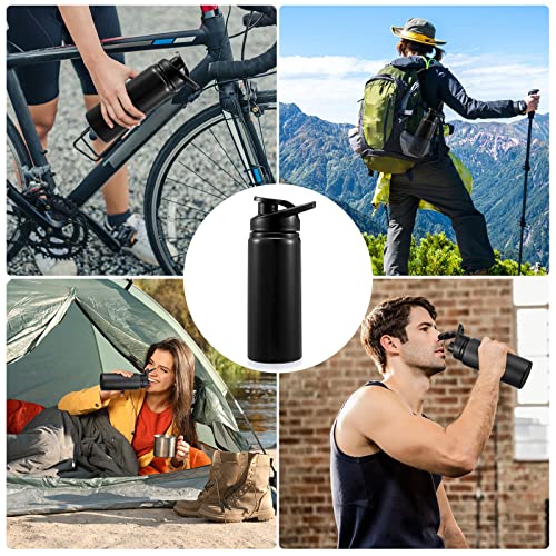 14 Pack Aluminum Water Bottles 17 oz Reusable Sport Water Bottles with Leakproof Snap Lid - Black