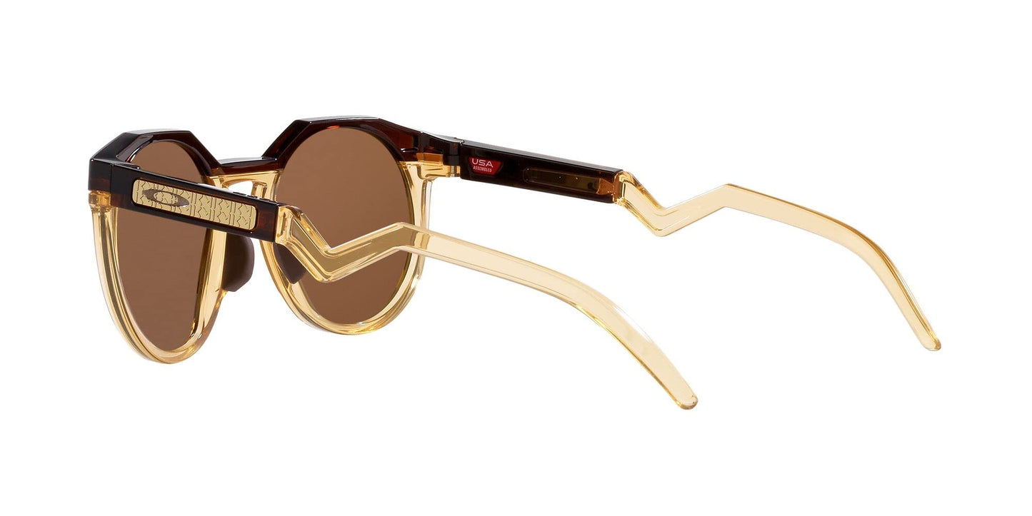 Oakley Men's OO9242A HSTN Low Bridge Fit Round Sunglasses, Kylian Mbappe Dark Amber/Light Curry/Prizm Tungsten, 52 mm