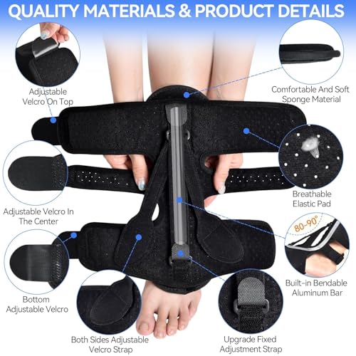 Plantar Fasciitis Night Splint for Women & Men - Universal Size 3 Adjustable Straps Achilles Tendonitis Brace, Heel Spur Pain Foot Splint, Plantar Fasciitis Relief for Sleeping, Black