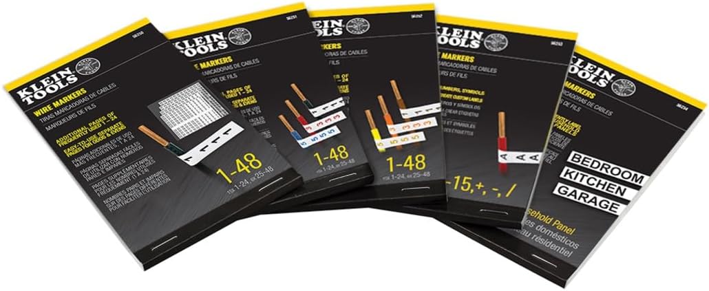 Klein Tools 56250 Wire Marker Book for Cable Management, Electric Panel Organization Wire Label Stickers, Numbered 1-48