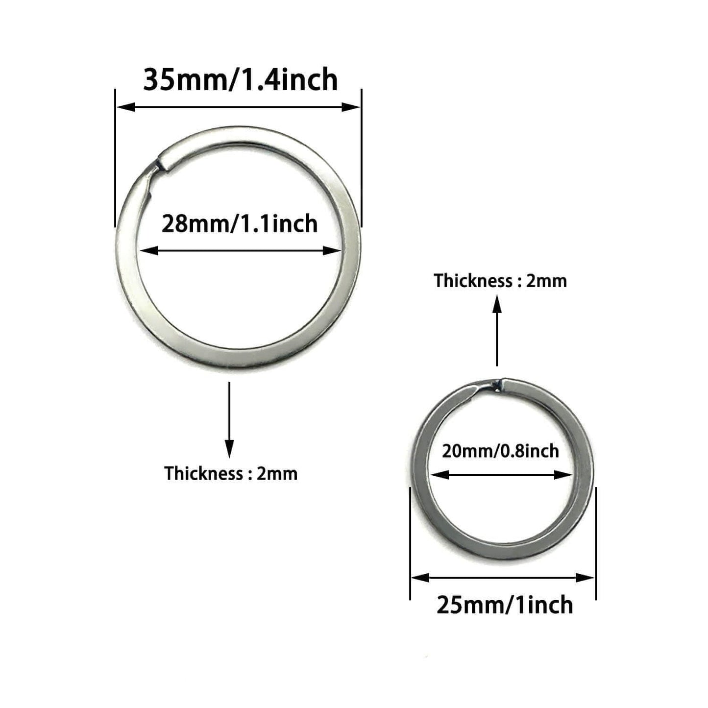 15 Pcs Flat Split Key Rings,1 Inch/1.4 Inch 2 Size Metal Keychain Heavy Duty Key Ring for Car Home School Office (1 Inch/1.4 Inch,Black)