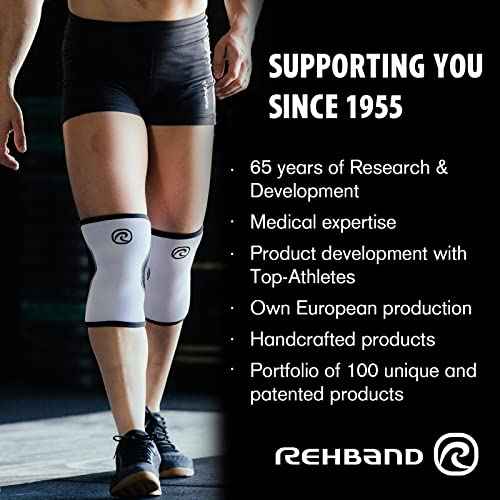 Rehband X-RX Knee Support with Straps, 1 piece, strong knee sleeve 7mm neoprene for heavyweight workouts, weightlifting & strongman, Colour:Black, Size:Medium