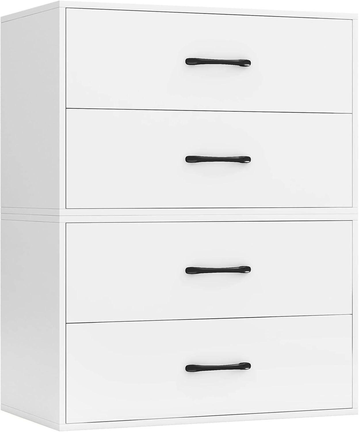2 Drawer Lateral File Cabinet, Stackable Home Office Drawers, Under Desk Printer Stand, Low Storage Organizer, Horizontal Wooden Filing Cabinet for Study Living Room, No Wheels (2, Walnut)