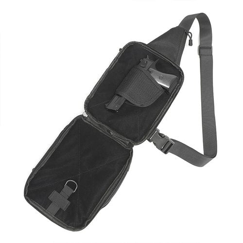 VTACOUTV Concealed Carry Sling Bag for Men, Small Gun Backpack Chest Daypack EDC Shoulder Bag Crossbody CCW Range Bags of Handgun Travel Sports Hiking Black