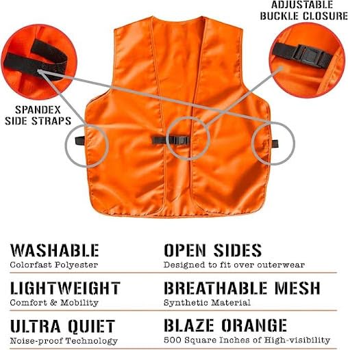 Klarny Outdoors Blaze Orange Hunting Hat and Vest - Premium, High Performance Deer Beanie and Hunting Vest