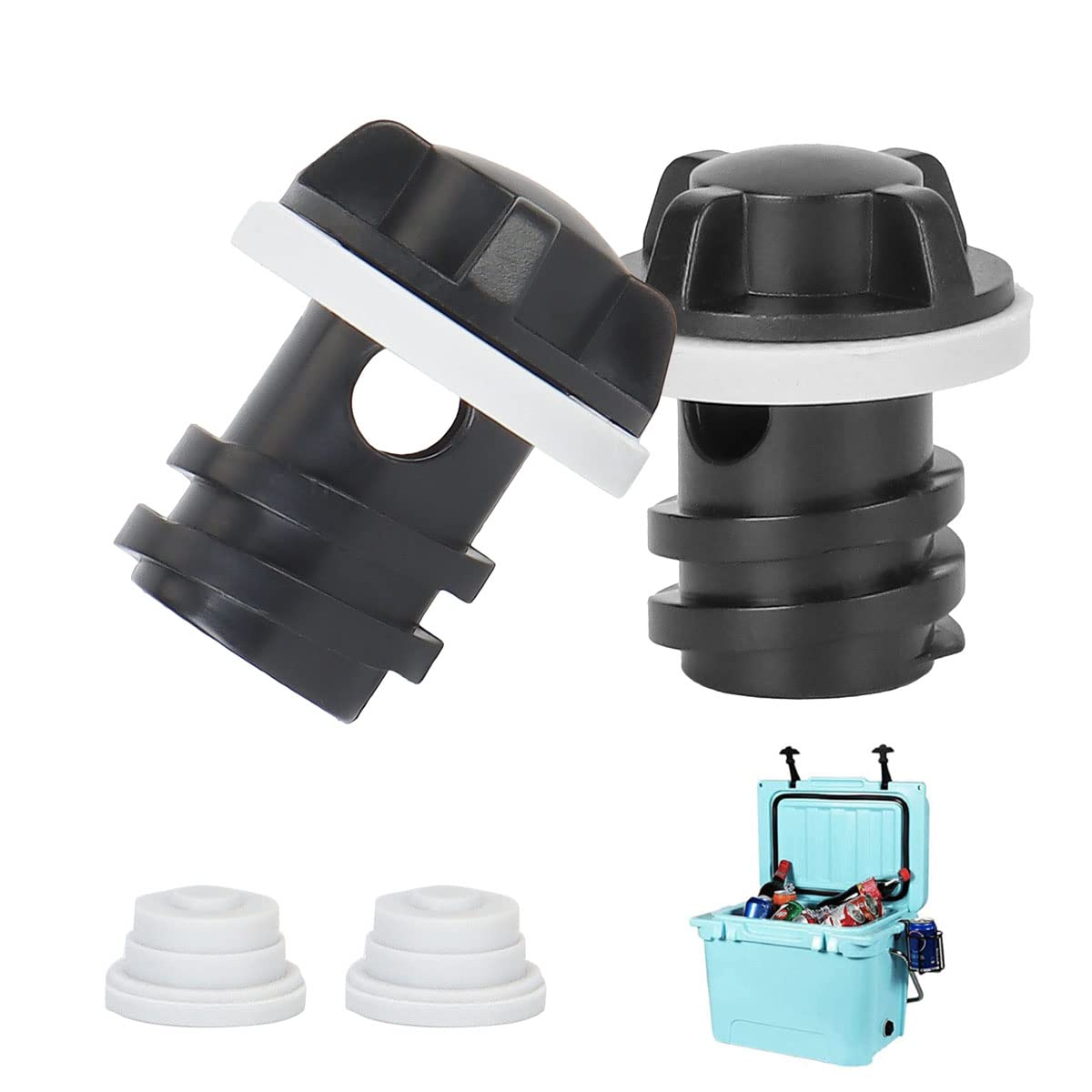 2 Pack Cooler Drain Plugs for Yeti Cooler Plug Replacement Accessories Compatible with Yeti's Line of Roadie, Tundra, Tank Coolers and RTIC Coolers Leak-Proof Accessories