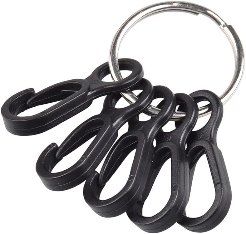 10Pcs Black Plastic Snap Clip Hook Camping Carabiner Buckle Outdoor Tent Multifunction Equipment Buckle Clips Tent Hooks for Lights Hanging to Canopy Heavy Duty Accessory and Keychain Carabiners