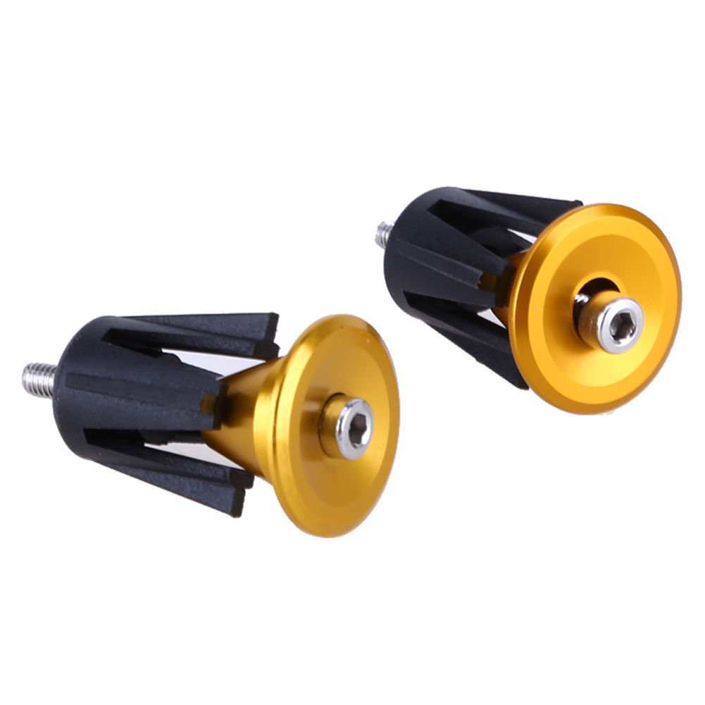 Aluminum Bike Handlebar End Plugs Fit for Most Bicycle, Road Bike, Mountain Bike,folding bike. (Quantity:A pair Bicycle Bar End Plugs) (Gold)