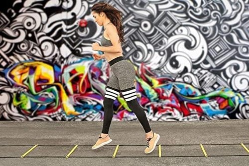 LYKAN FIT 20ft Sports Agility Ladder for Men Women and Kids, Speed Youth Soccer Agility Training Equipment for Football, Exercise, Soccer, Tennis, Legs Workout with Carry Bag (Neon Orange)