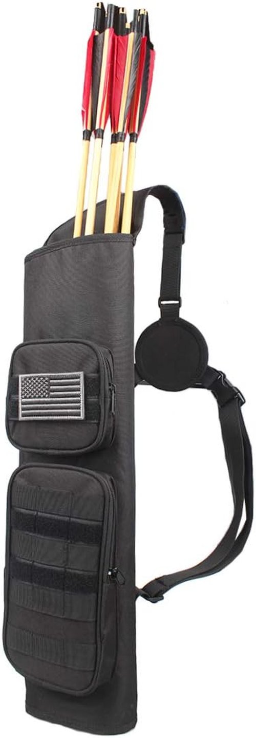 KRATARC Archery Back Arrows Quiver Bag with Molle System and Pockets for Hunting Shooting Target Practice