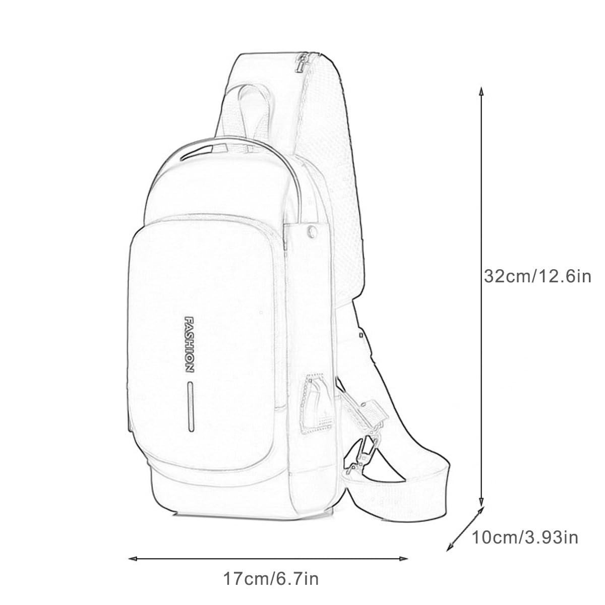 GLOOMALL Men's Crossbody Bag Fashion Chest Bags Anti Theft Sling Bag Medium Capacity PU Leather Shoulder Bag with USB Charging Port (Black Gold)