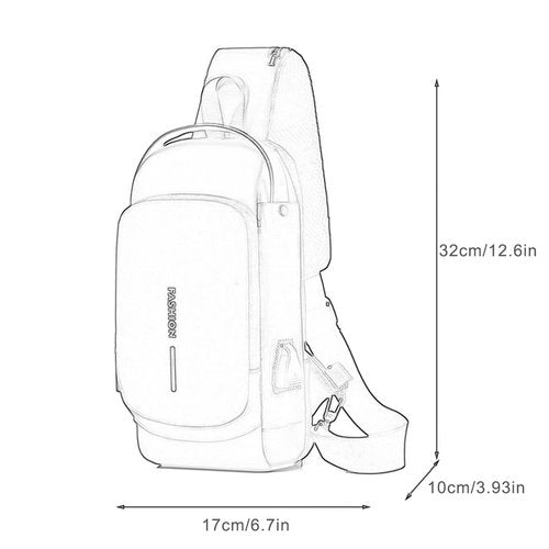 GLOOMALL Men's Crossbody Bag Fashion Chest Bags Anti Theft Sling Bag Medium Capacity PU Leather Shoulder Bag with USB Charging Port (Black Gold)