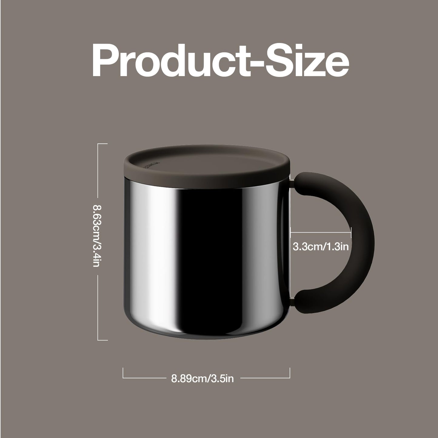 CHAKO LAB Insulated Mug 11Oz Stainless Steel Coffee Mug Double vacuum wall with Silicone Lid and Rubber non-slip handle,BPA free